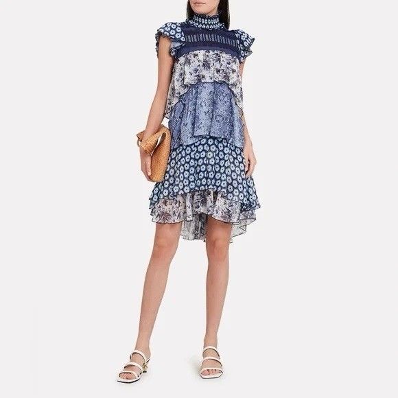 DVF Diane von Furstenberg Women's Matilda Floral Silk Tiered Ruffle Dress Size 0 - Picture 1 of 10